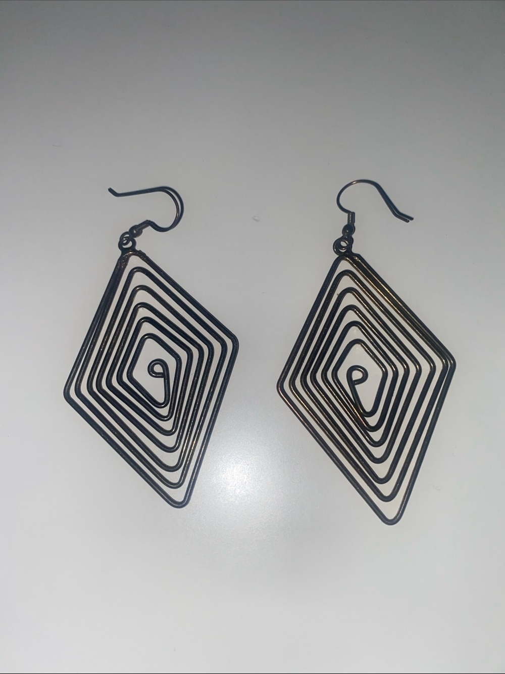 Spiral Geometric Drop Earrings in Bronze Brass